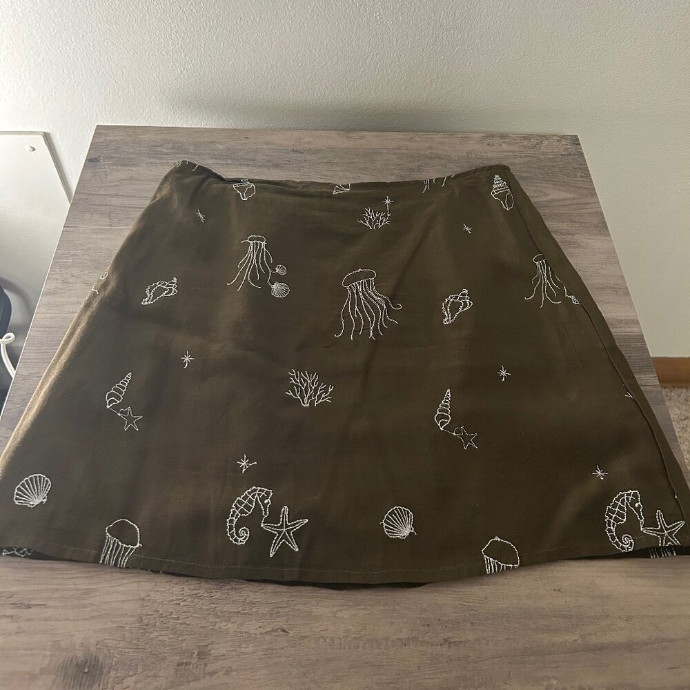 Olive Green Mini Skirt, S